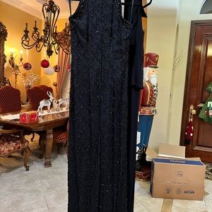 Lawrence Kozar size small long black sequined gown with slit